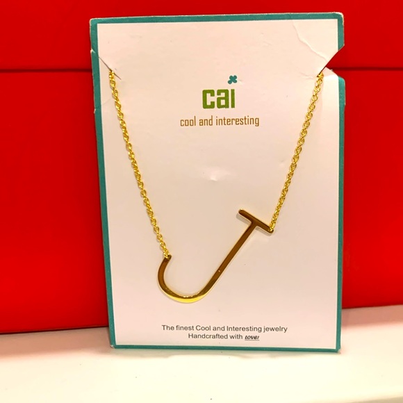 Jewelry - “J” initial necklace yellow gold plated 16 inches chain